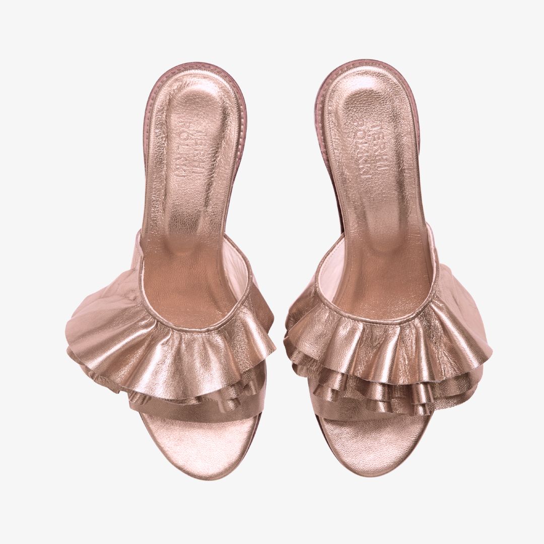 Fringe mule rose gold