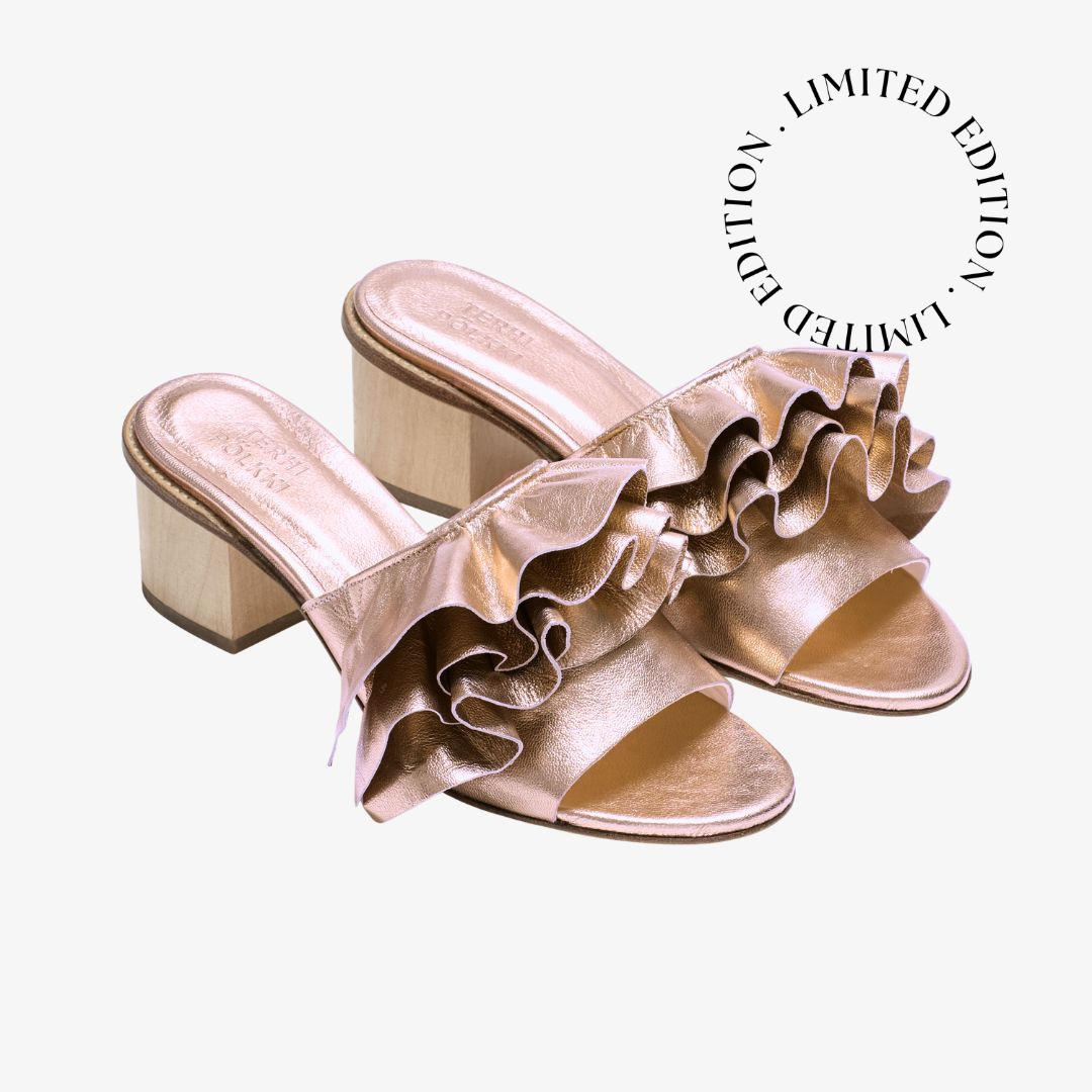 Fringe mule rose gold