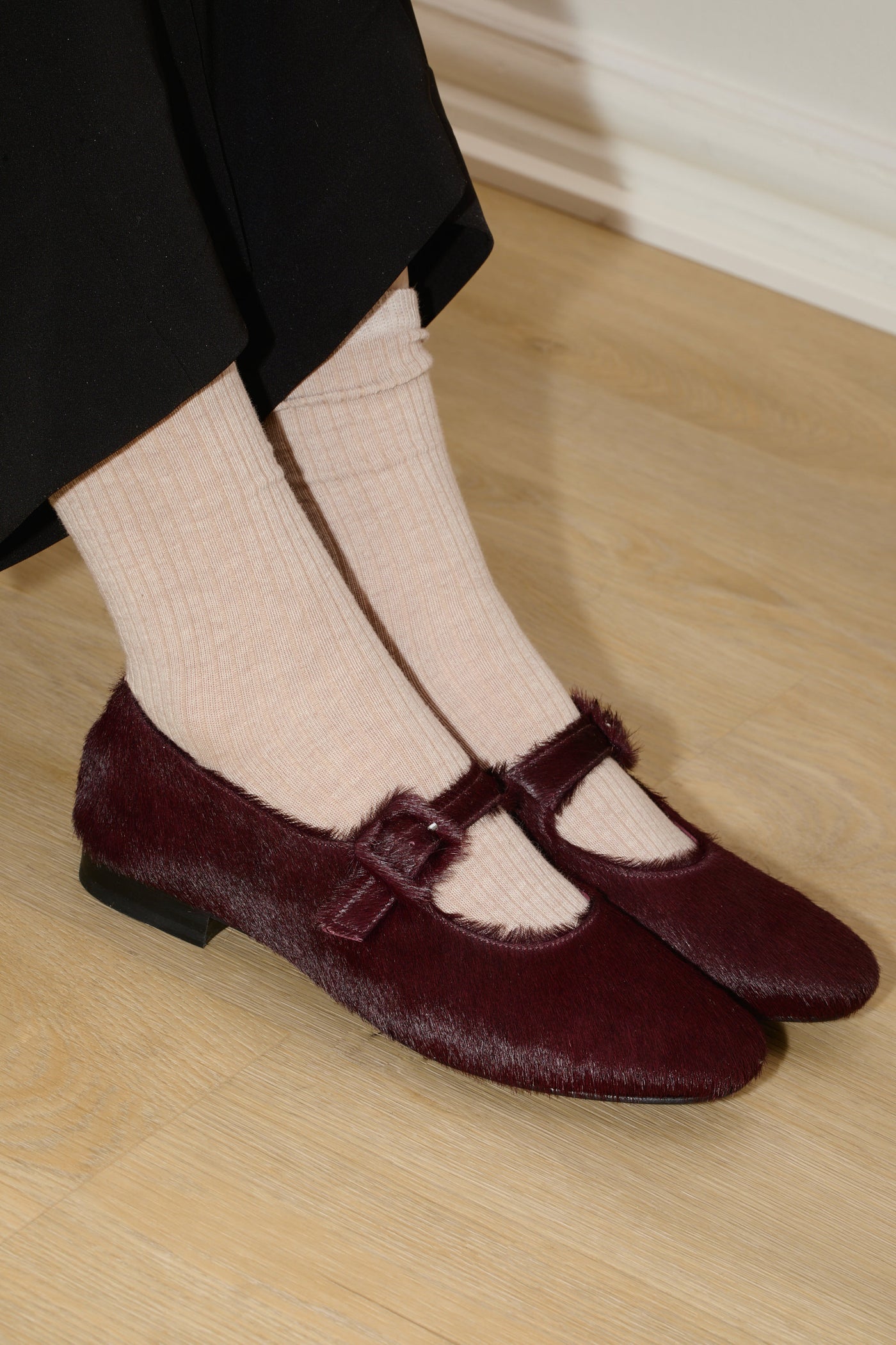 Mary jane calf hair burgundy