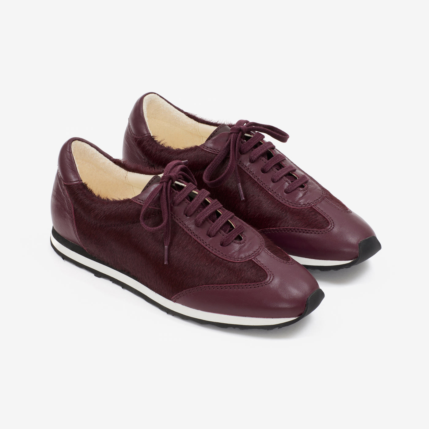 Ariel sneaker burgundy pony hair