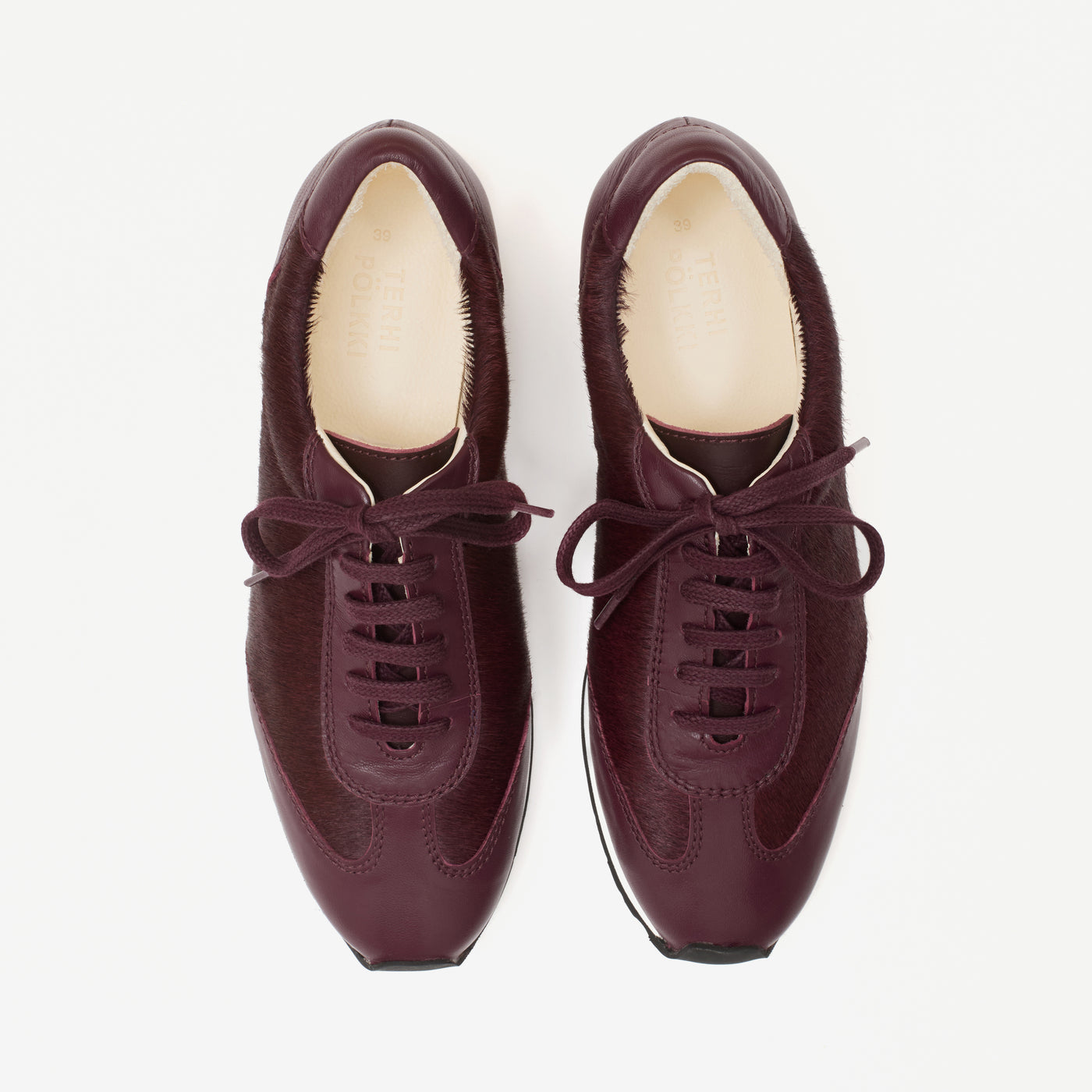 Ariel sneaker burgundy calf hair