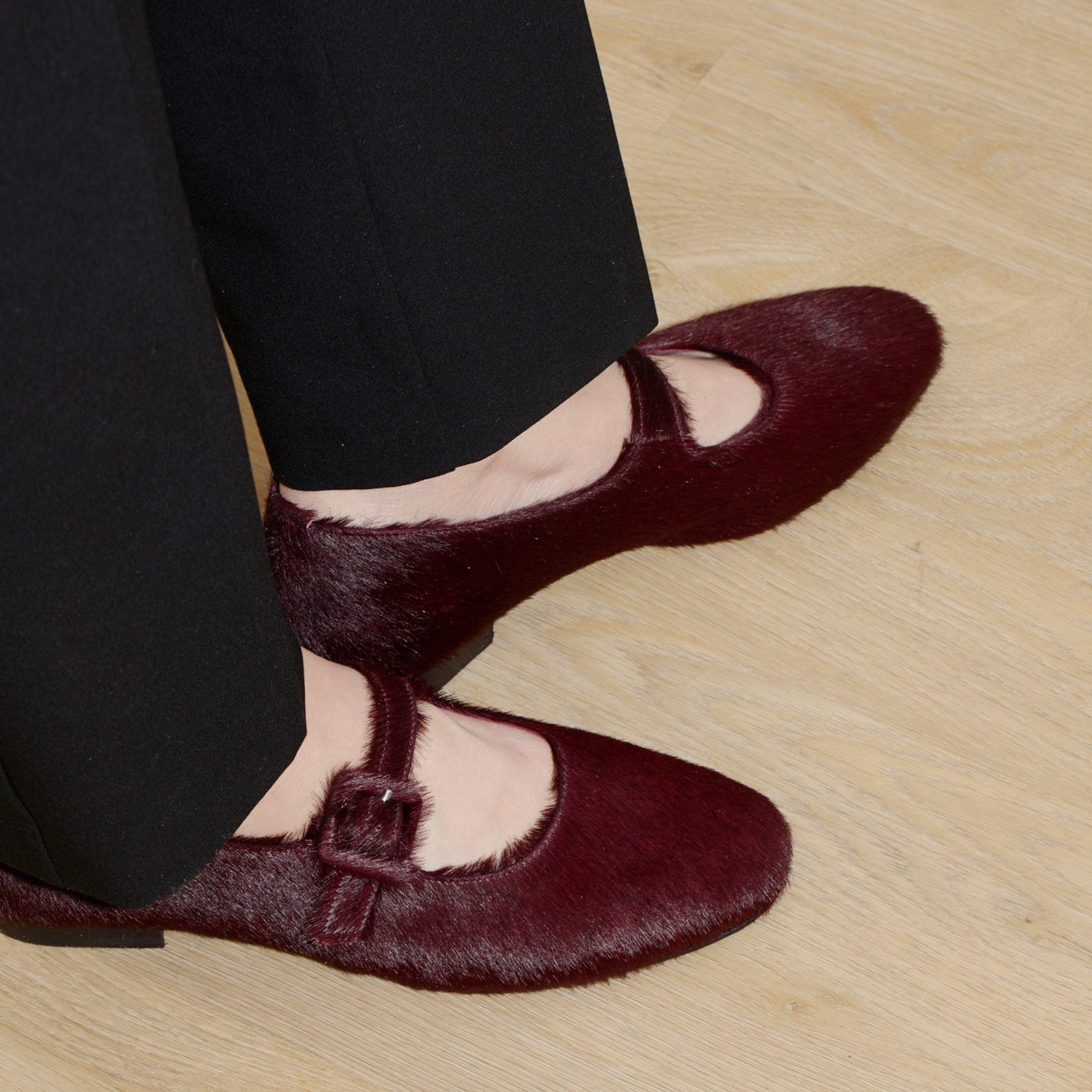 Mary jane calf hair burgundy